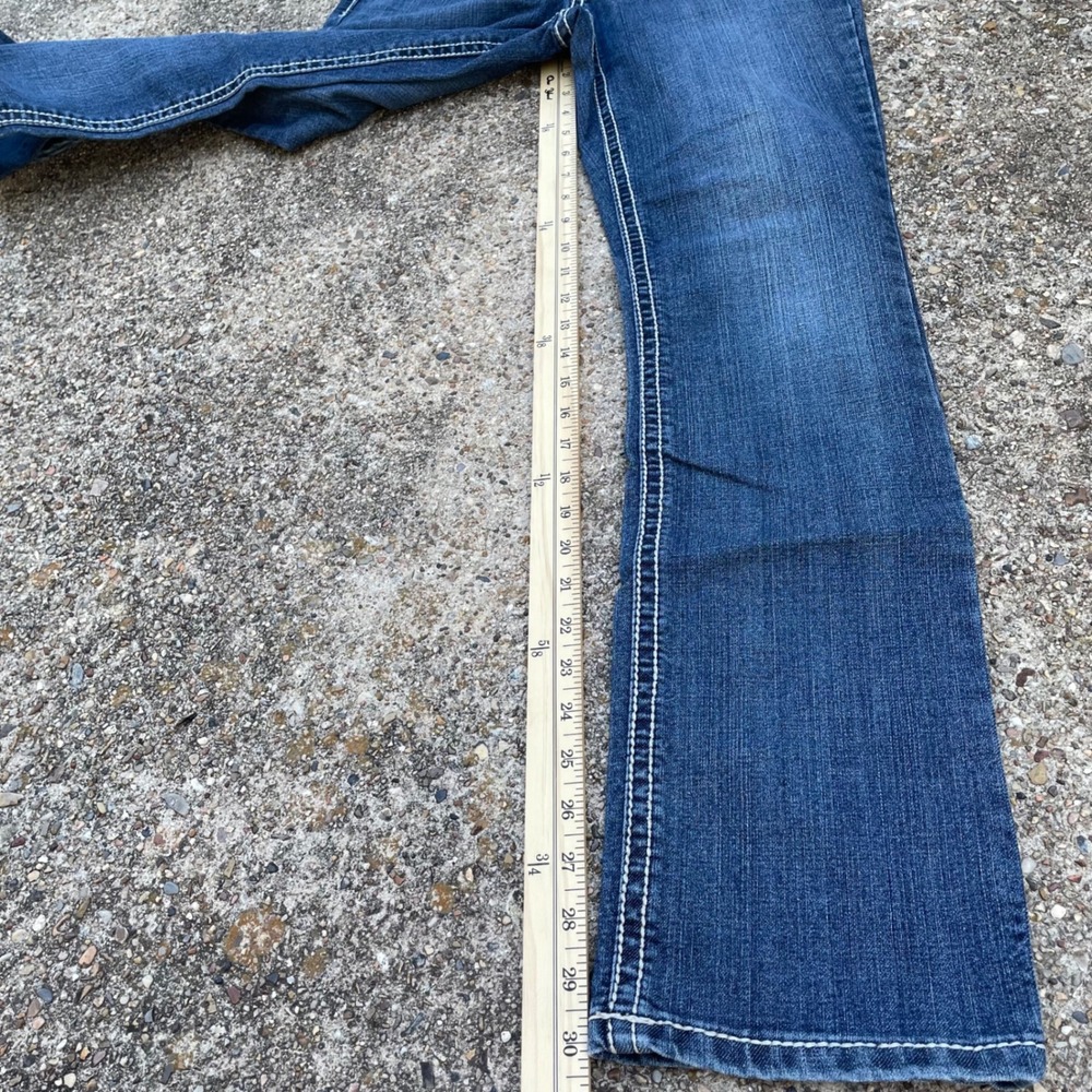 Code Bleu Jeans Womens Size 4 Blue Embroidered Back Pocket Bootcut Stretch Denim - Picture 7 of 8